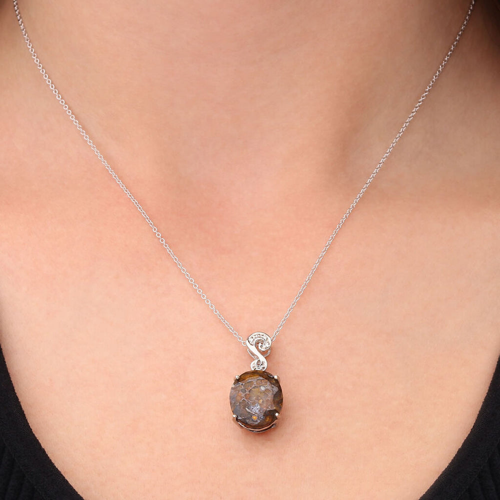Pingente em Prata 925 com Jasper e Diamantes