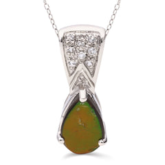 Pingente Em Prata 925 Ammolite Gota e Topázios Brancos