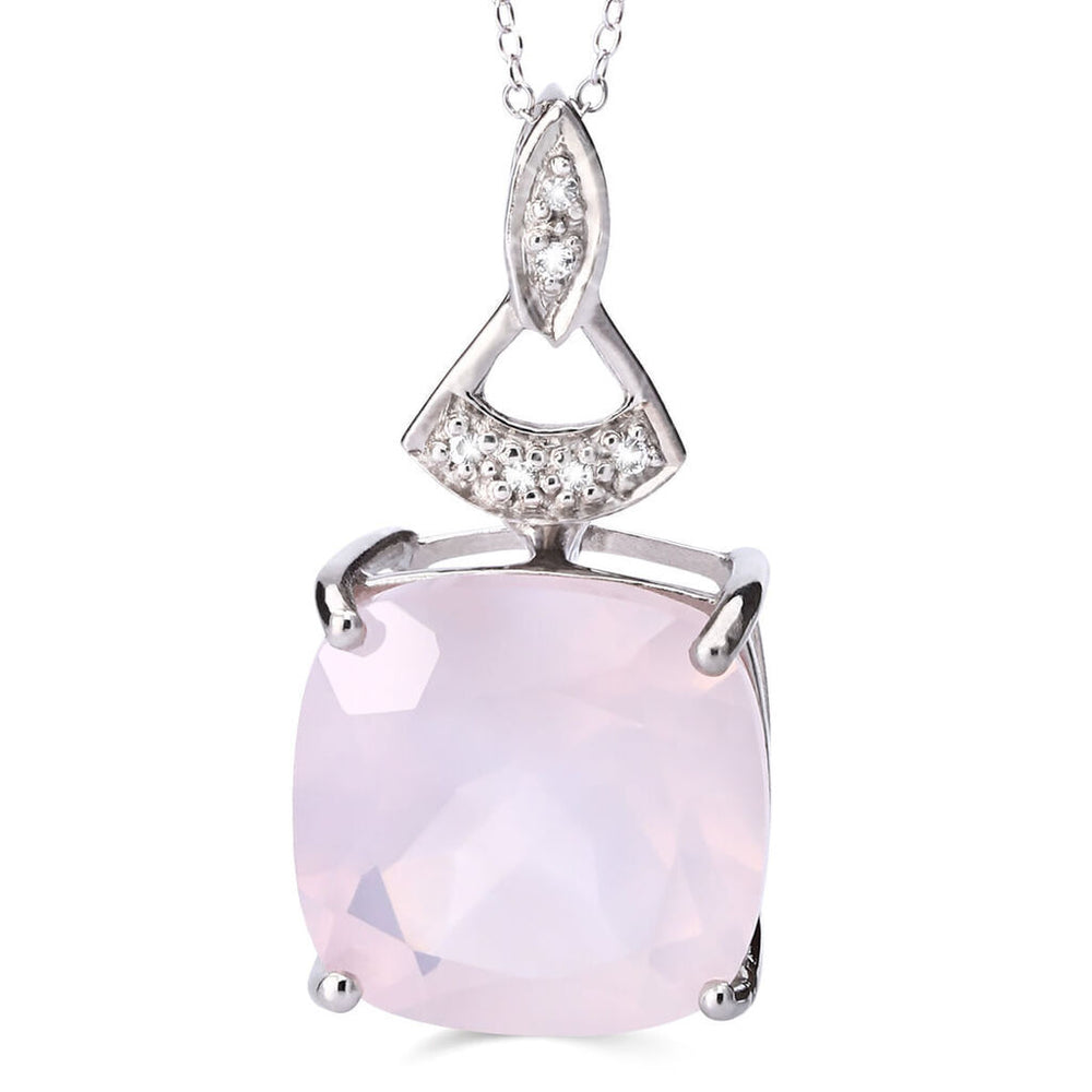 Pingente em Prata 925 Com Quartzo Rosa e Topázio Branco