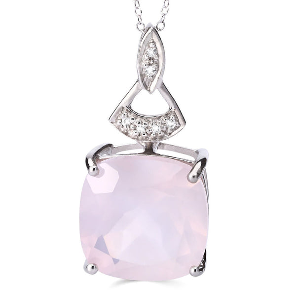 Pingente em Prata 925 Com Quartzo Rosa e Topázio Branco