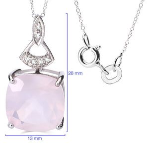 Pingente em Prata 925 Com Quartzo Rosa e Topázio Branco