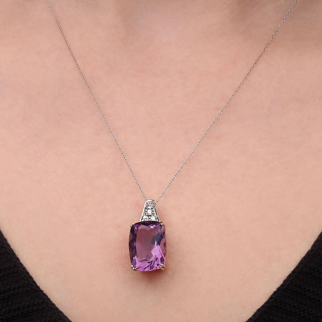 Pingente em Prata 925 com Fluorita Violeta e Zircônias
