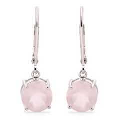 Par de Brinco Com Quartzo Rosa Prata