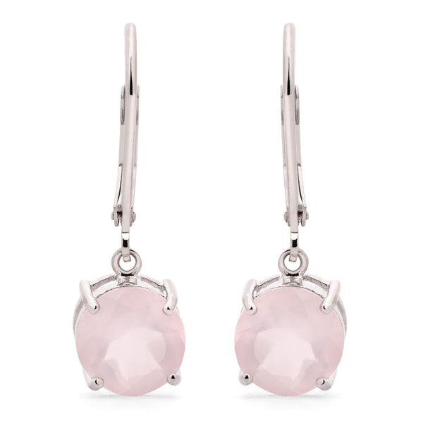 Par de Brinco Com Quartzo Rosa Prata