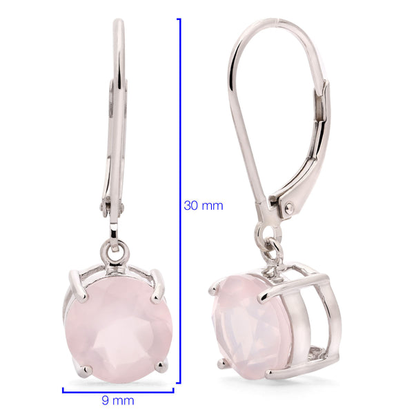Par de Brinco Com Quartzo Rosa Prata