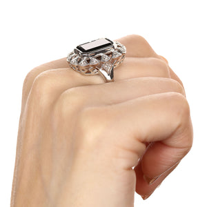 Anel em Prata 925 com Black Spinel e Topazios Brancos