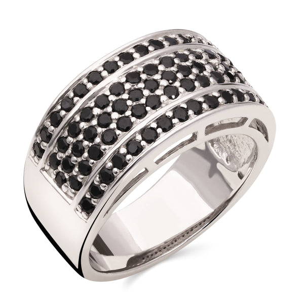 Anel Com Black Spinel Prata