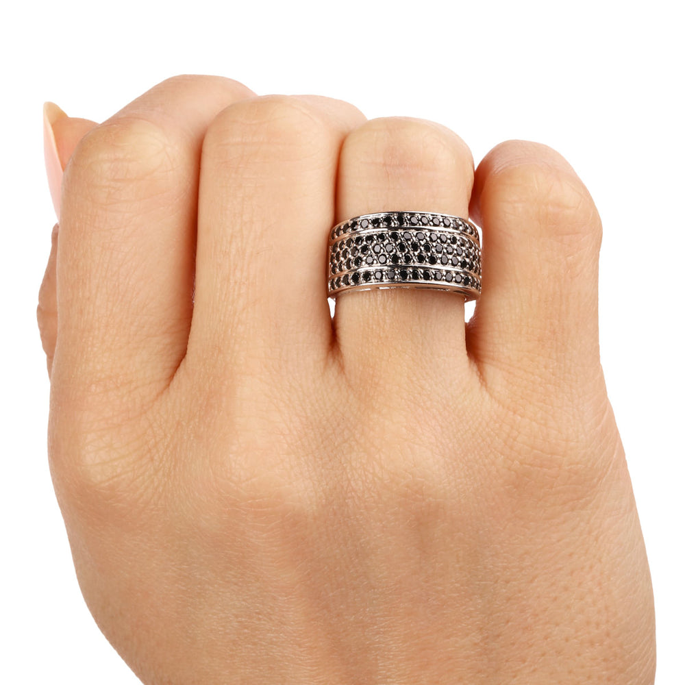 Anel Com Black Spinel Prata