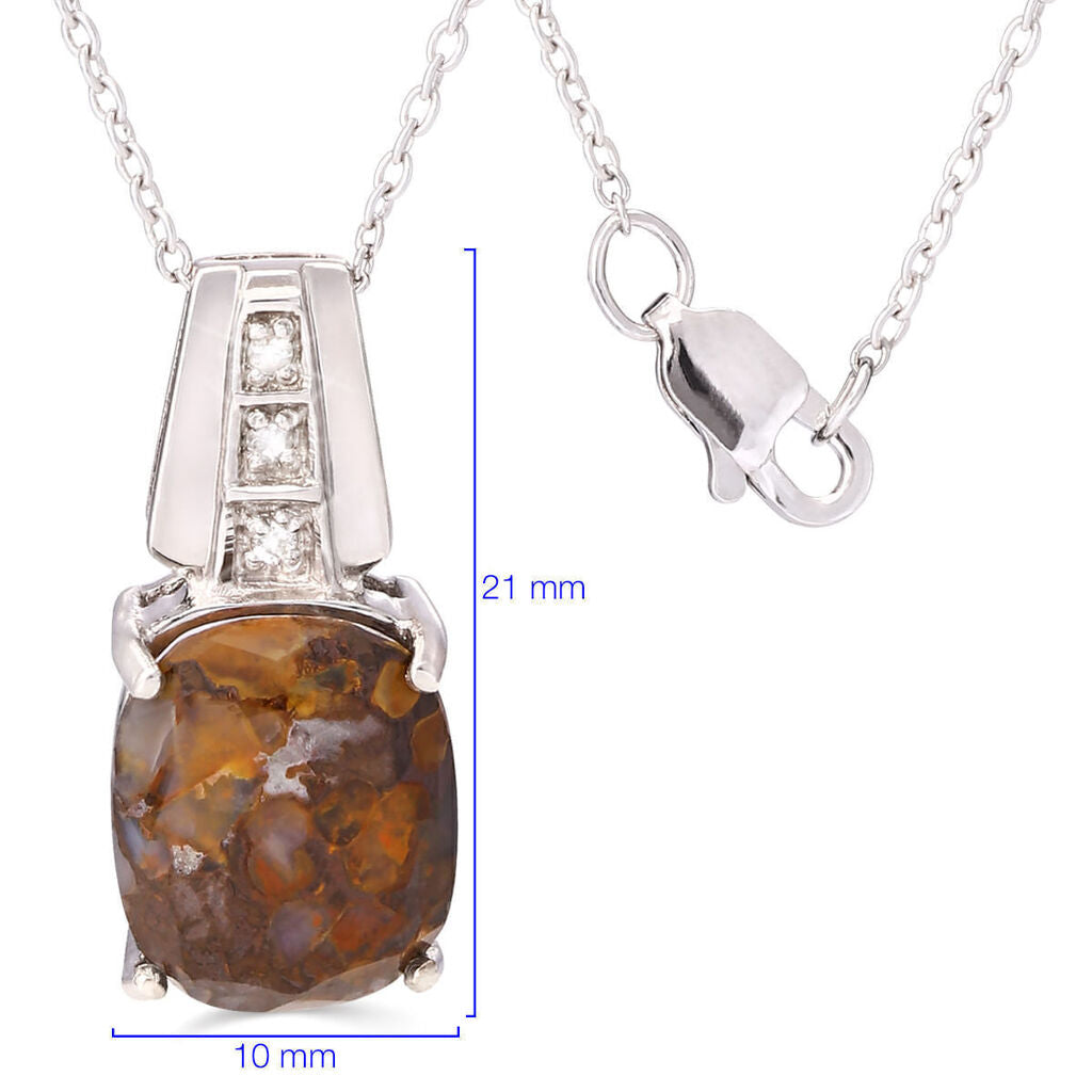Pingente em Prata 925 com Jasper Oval e Topázios Brancos
