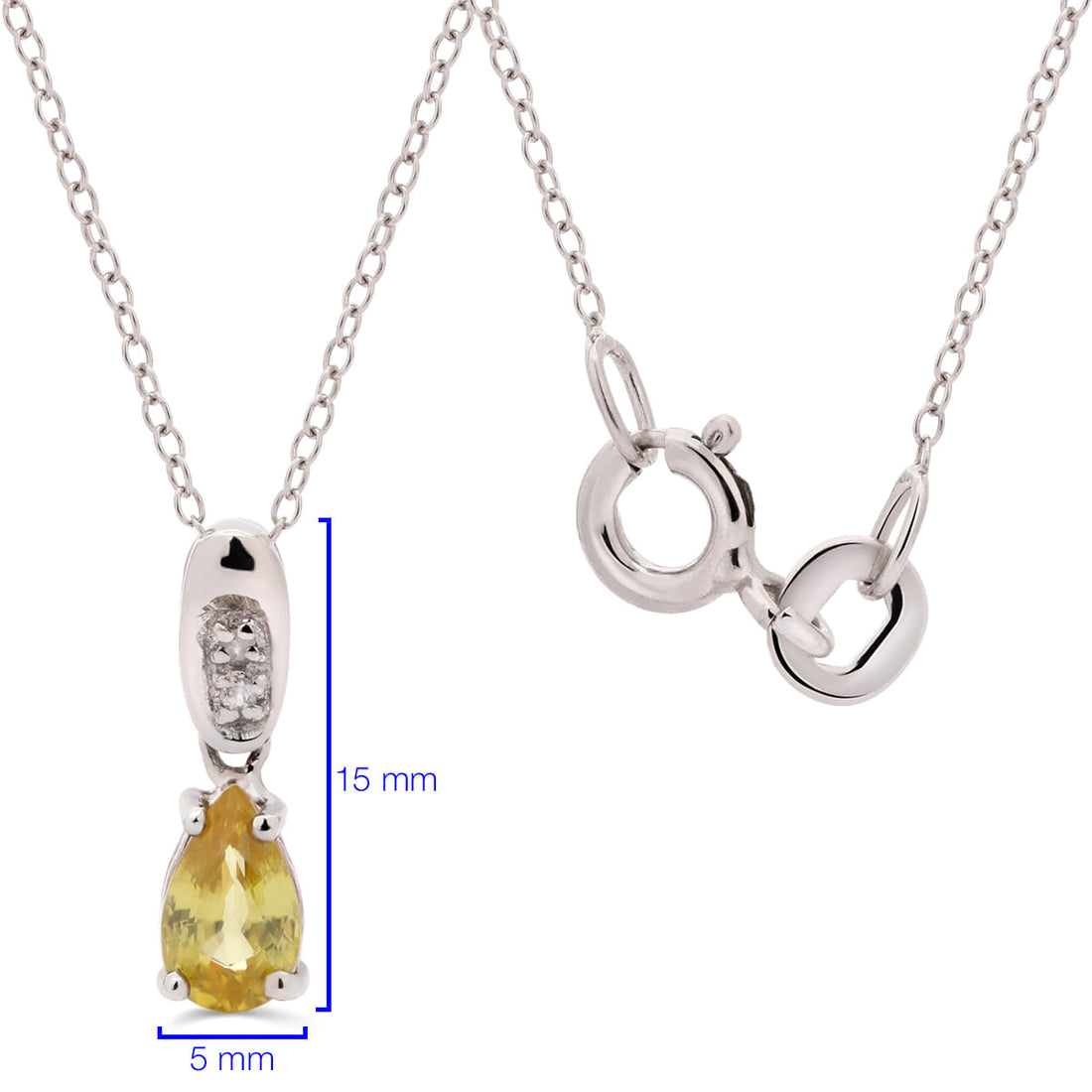 Pingente em Prata 925 com Sfene Gota e Topázio Branco