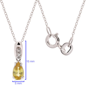 Pingente em Prata 925 com Sfene Gota e Topázio Branco