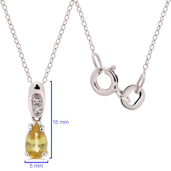 Pingente em Prata 925 com Sfene Gota e Topázio Branco
