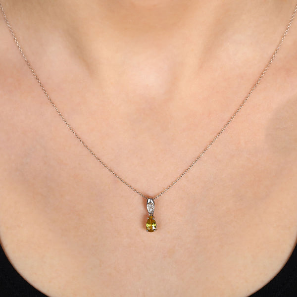 Pingente em Prata 925 com Sfene Gota e Topázio Branco