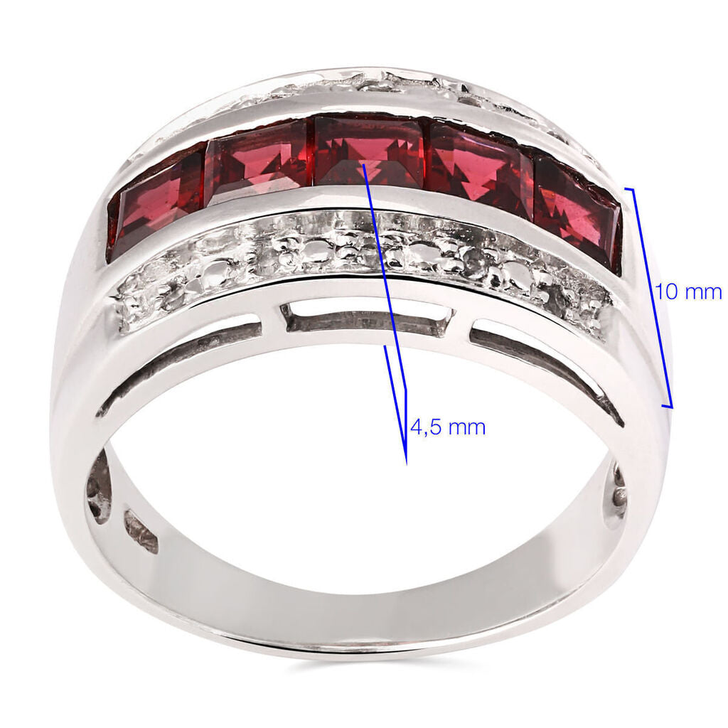 Anel em Prata 925 com Rodolitas e Topazios Brancos