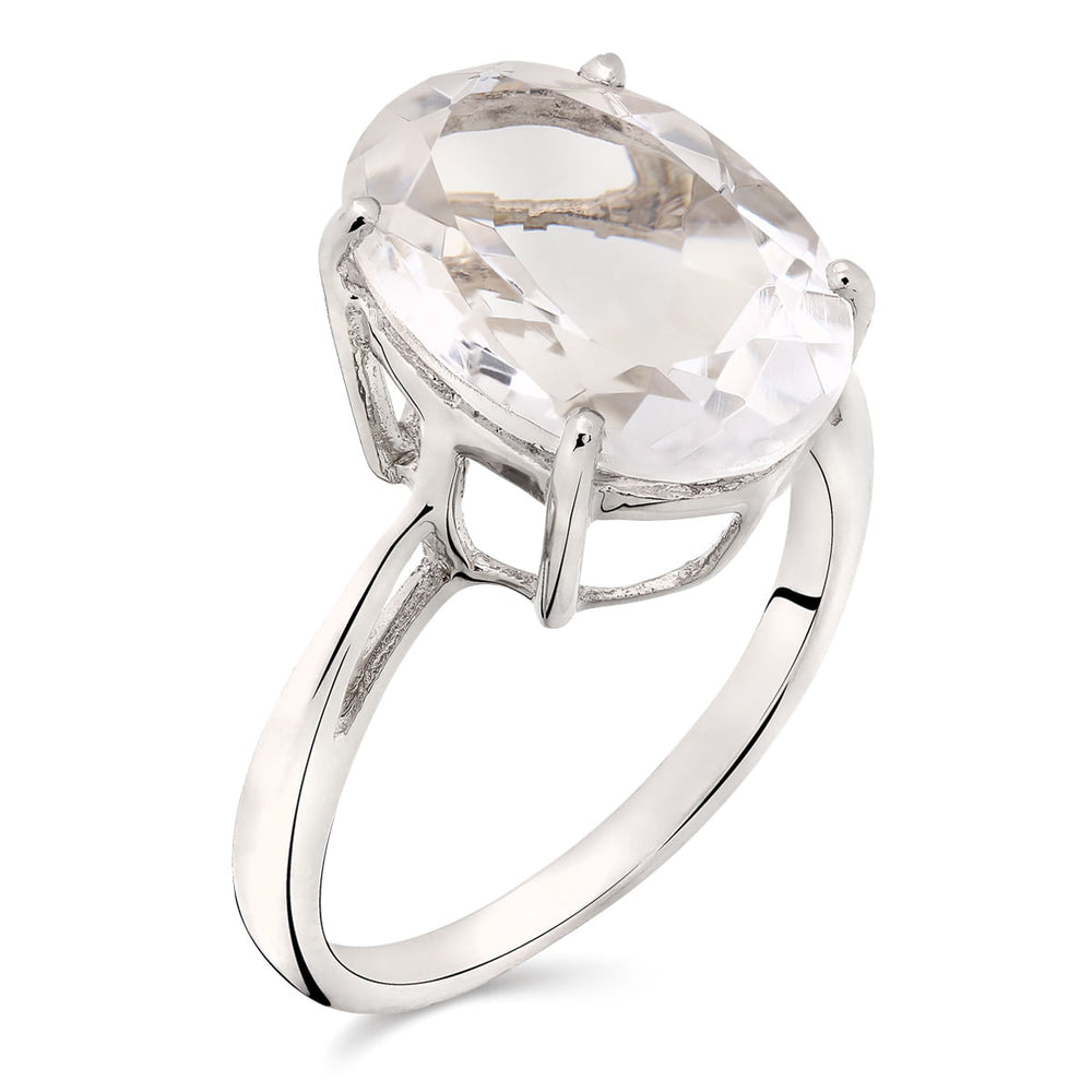 Anel em Prata 925 com Quartzo Branco