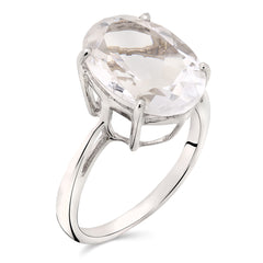 Anel em Prata 925 com Quartzo Branco