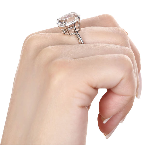Anel em Prata 925 com Quartzo Branco
