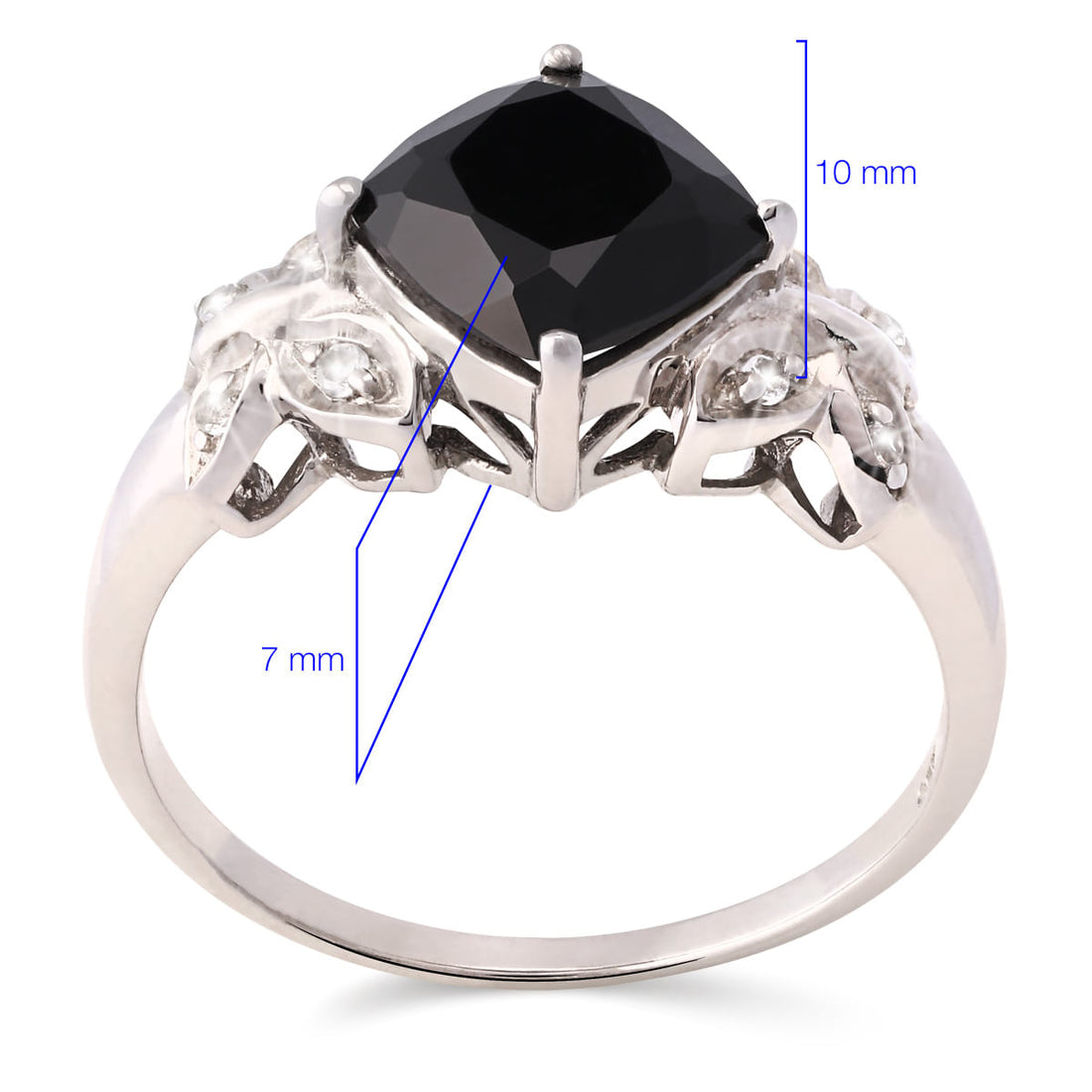 Anel em Prata 925 com Black Spinel e Topázios Brancos