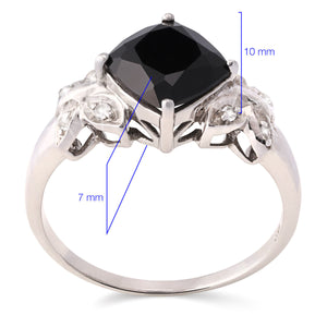 Anel em Prata 925 com Black Spinel e Topázios Brancos