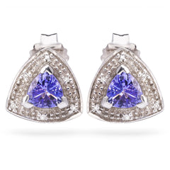 Par de Brinco Em Prata 925 om Tanzanitas e Diamantes
