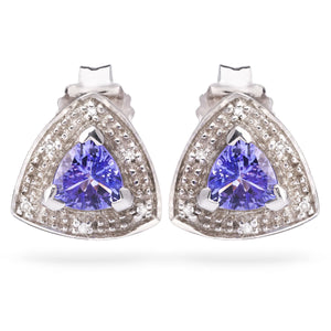 Par de Brinco Em Prata 925 om Tanzanitas e Diamantes