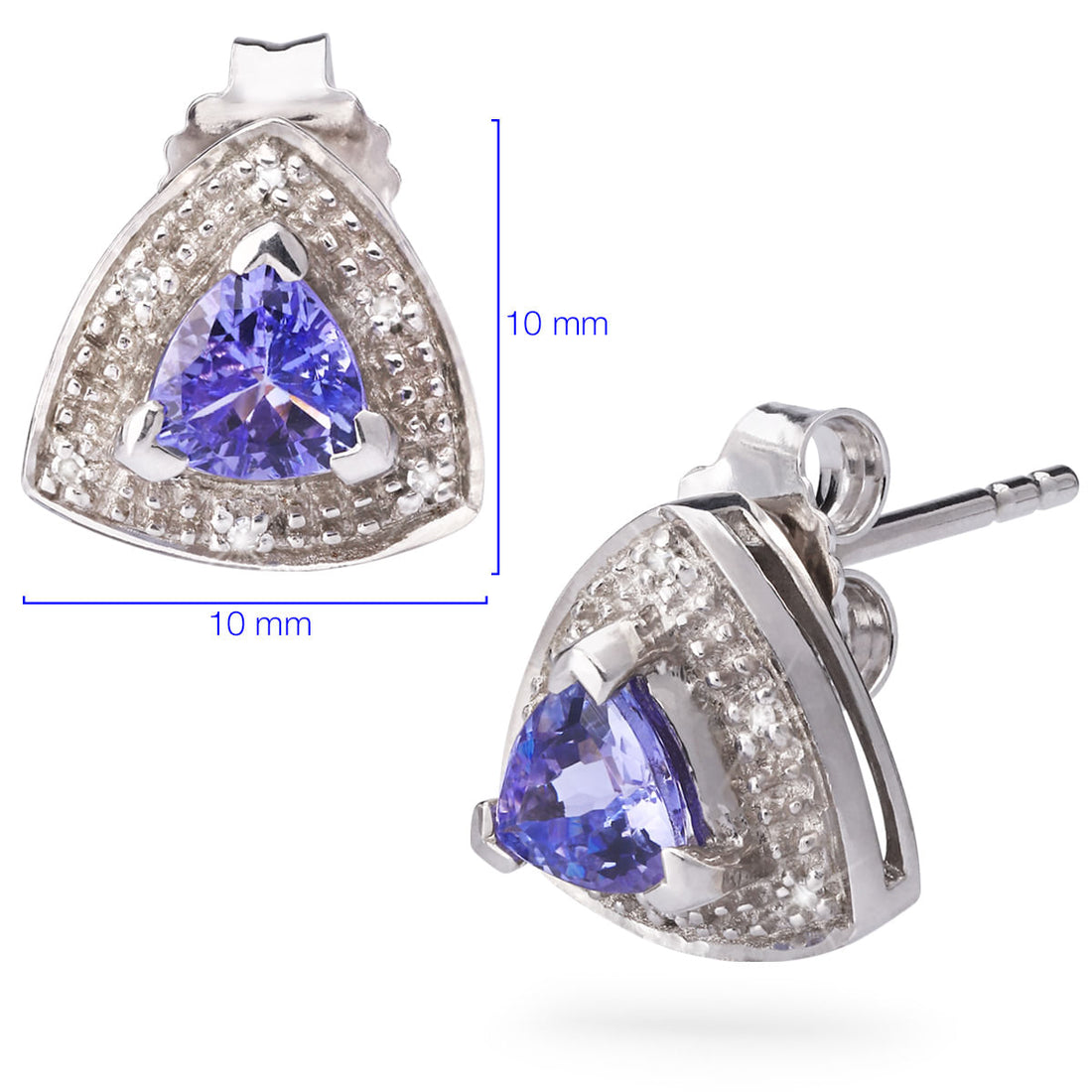 Par de Brinco Em Prata 925 om Tanzanitas e Diamantes