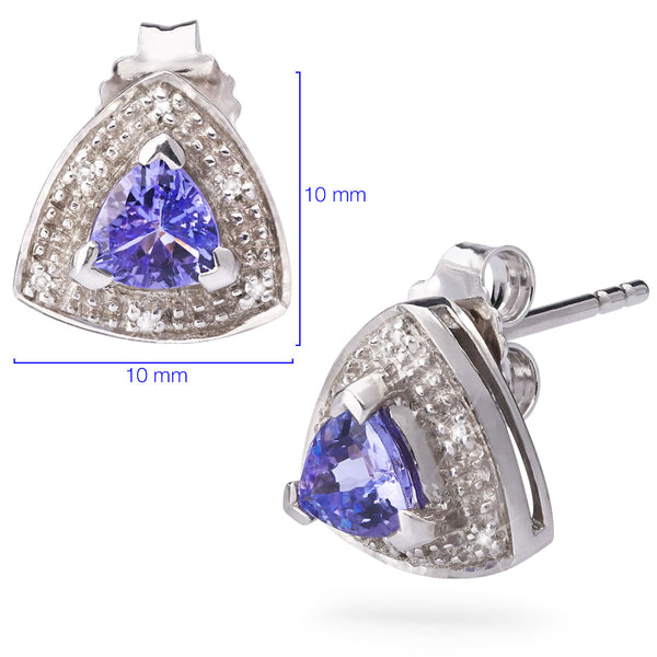Par de Brinco Em Prata 925 om Tanzanitas e Diamantes