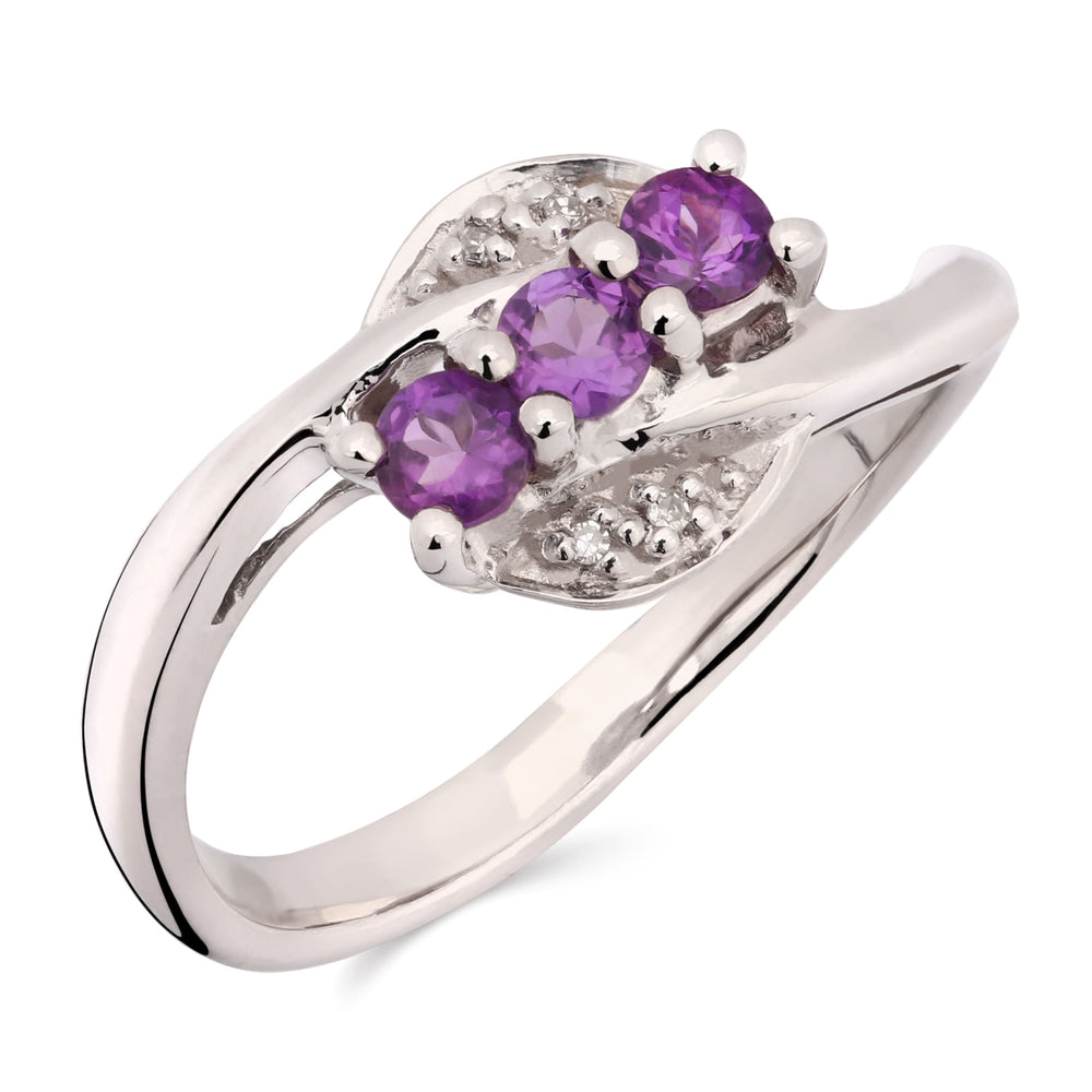 Anel em Prata 925 com Ametistas e Diamantes