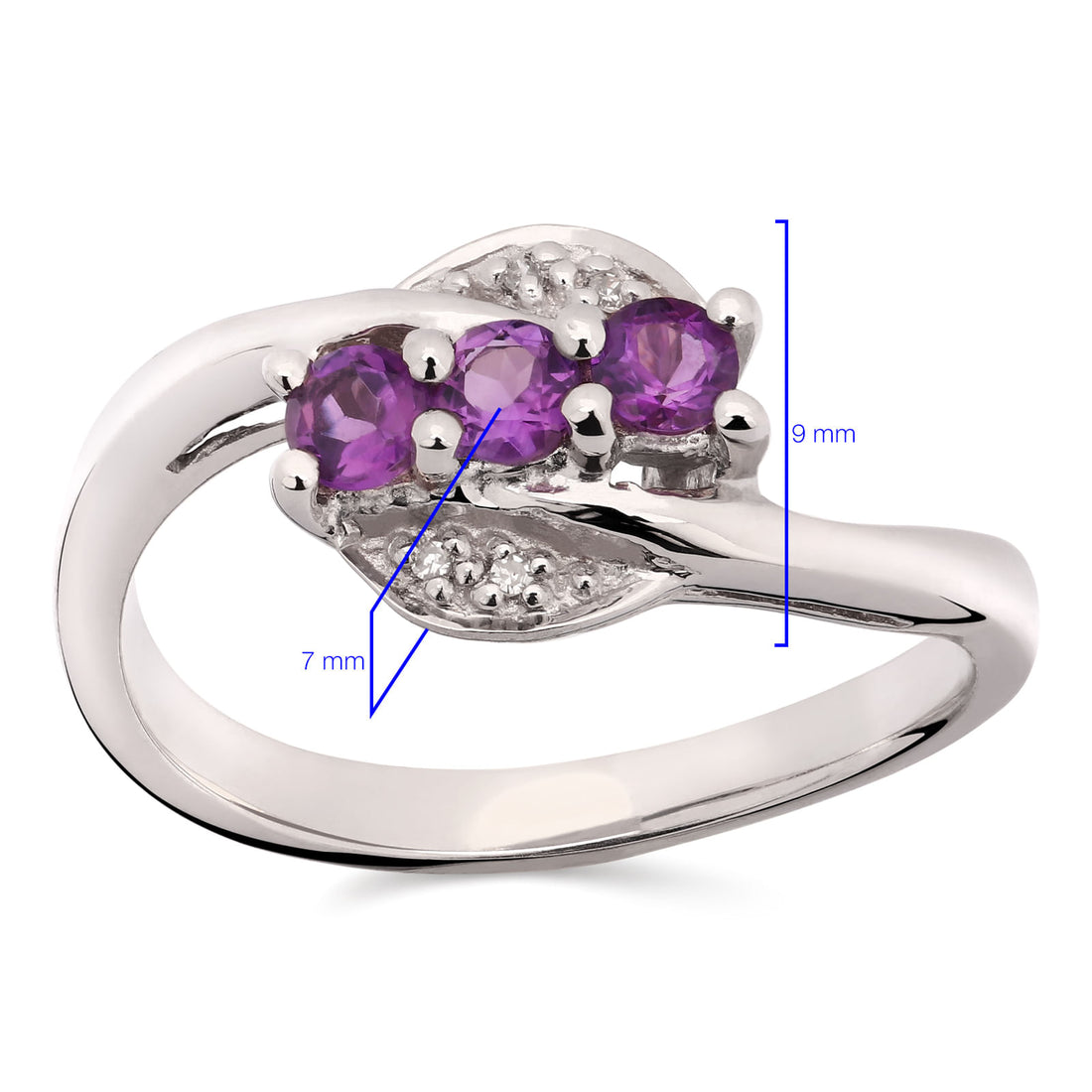 Anel em Prata 925 com Ametistas e Diamantes