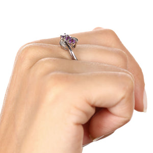Anel em Prata 925 com Ametistas e Diamantes