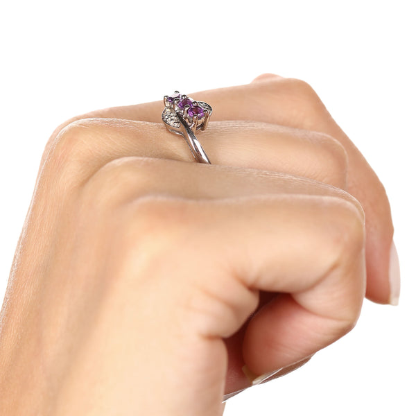 Anel em Prata 925 com Ametistas e Diamantes