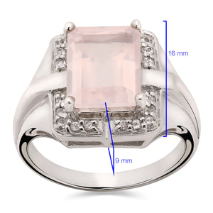 Anel em Prata 925 Com Quartzo Rosa e Topázios Brancos