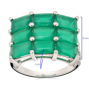 Anel em Prata 925 com Calcedônia Verde