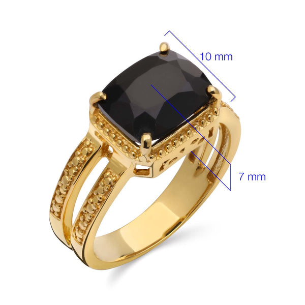 Anel, Brinco e Pingente com Black Spinel Retangular Aprox.12 cts