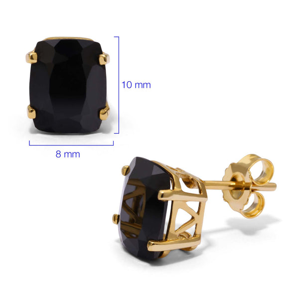 Anel, Brinco e Pingente com Black Spinel Retangular Aprox.12 cts