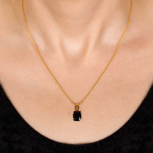 Anel, Brinco e Pingente com Black Spinel Retangular Aprox.12 cts