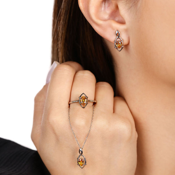 Conjunto em Prata 925 com Safira Amarela