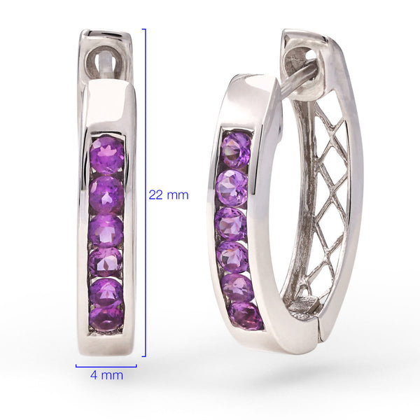 Argola em Prata 925 com Ametistas