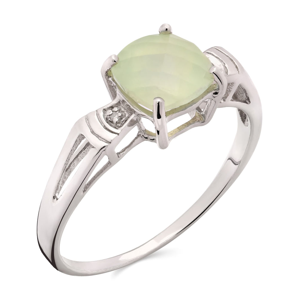 Anel em Prata 925 com Prenita e Diamantes