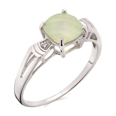 Anel em Prata 925 com Prenita e Diamantes