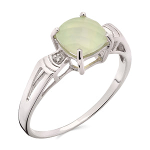 Anel em Prata 925 com Prenita e Diamantes