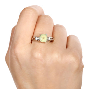 Anel em Prata 925 com Prenita e Diamantes