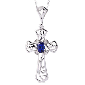 Pingente em Prata 925 Cruz com Kianite e Diamante