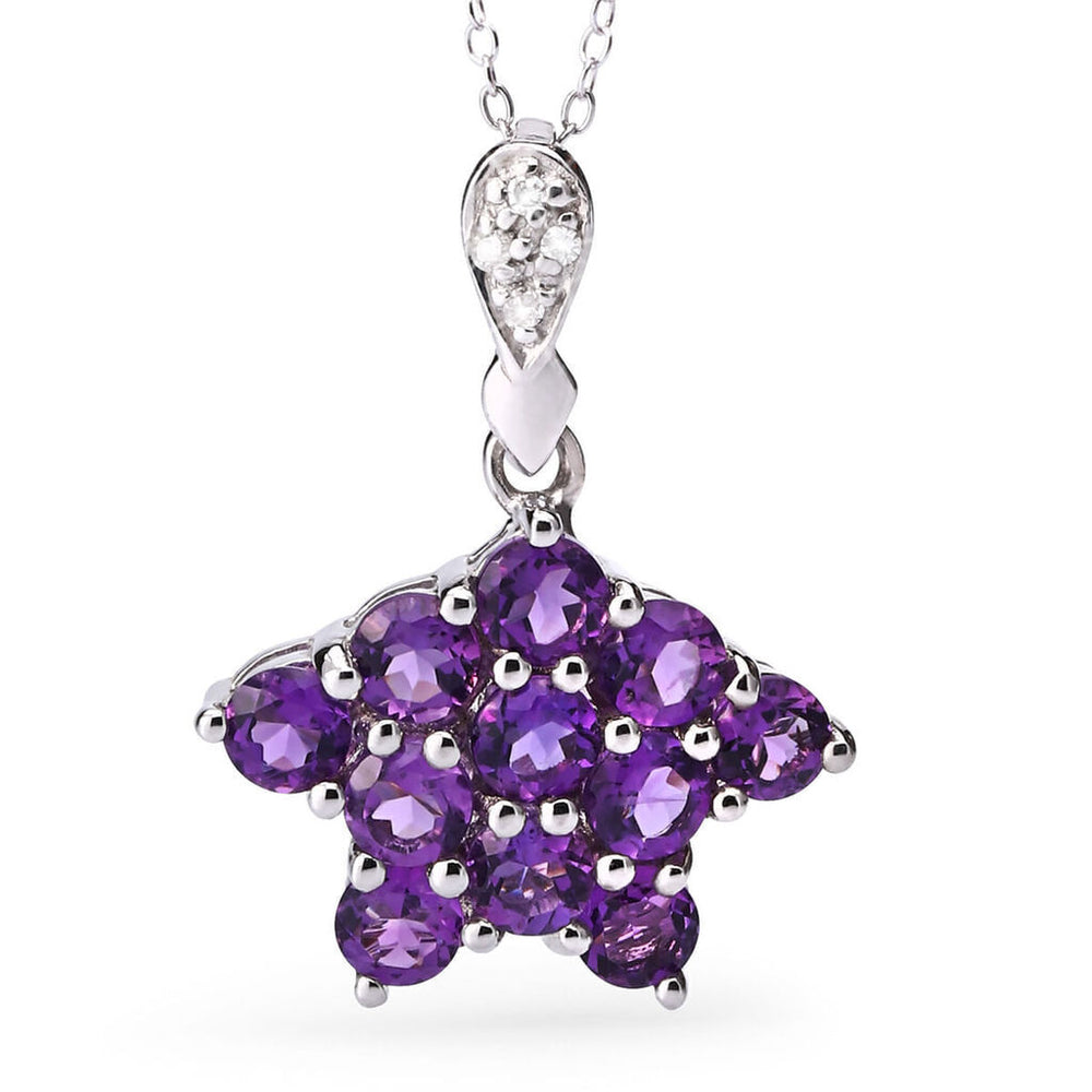 Pingente em Prata 925 De Ametista e Diamantes