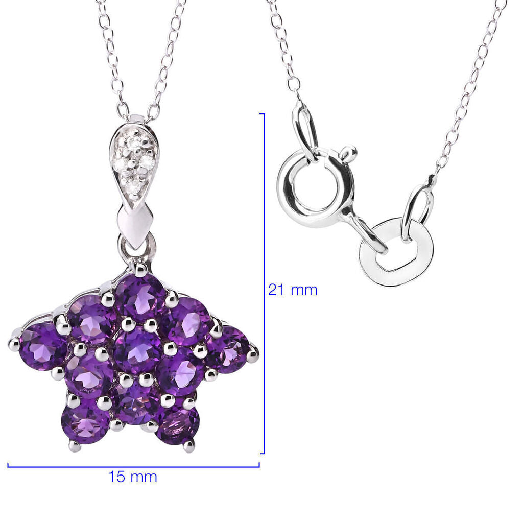 Pingente em Prata 925 De Ametista e Diamantes