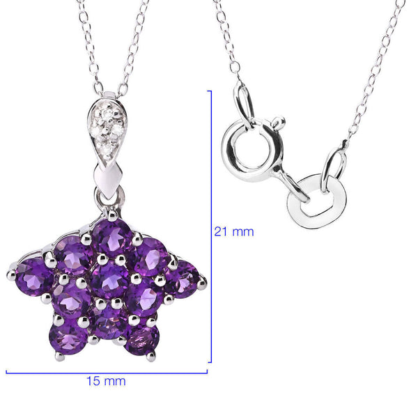 Pingente em Prata 925 De Ametista e Diamantes