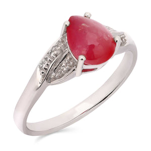 Anel em Prata 925 com Rubi Gota e Diamantes