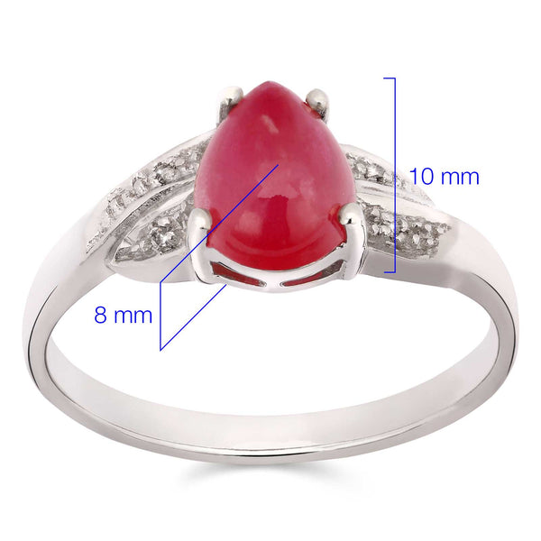 Anel em Prata 925 com Rubi Gota e Diamantes