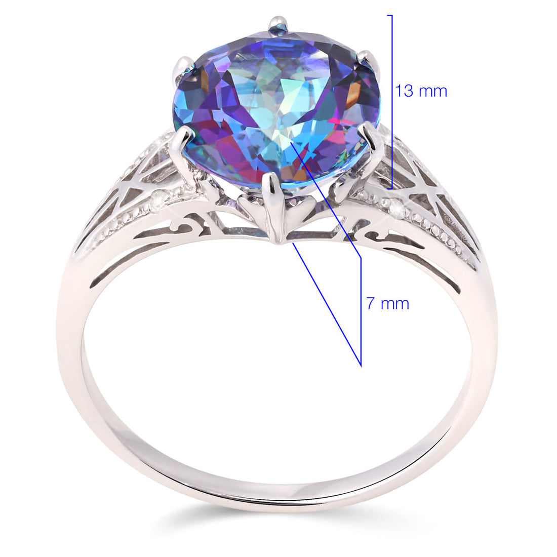 Anel  em Prata 925 com Topázio Mistico Oval e Diamantes