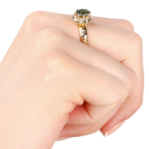 Anel em Ouro Amarelo 18k Formatura com Turmalina Verde e Diamantes